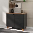 Ver imagem 4 de Balcao Aparador Escritorio 1 Porta 3 Gavetas 91 cm Freijo Preto Artany