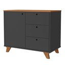 Ver imagem 1 de Balcao Aparador Escritorio 1 Porta 3 Gavetas 91 cm Freijo Preto Artany