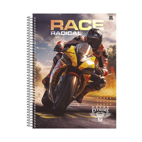 Caderno Universitário Moto Radical 10 Matérias 160 Folhas Preto