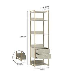 Conjunto Guarda-roupa Closet Industrial Completo Olivar 1 Porta 8 Gavetas 286cm - Off White - 4