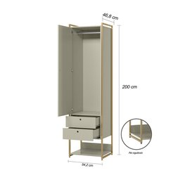 Conjunto Guarda-roupa Closet Industrial Completo Olivar 1 Porta 8 Gavetas 286cm - Off White - 5