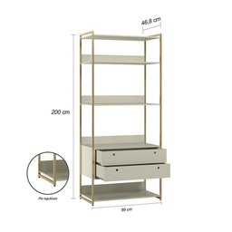 Conjunto Guarda-roupa Closet Industrial Completo Olivar 1 Porta 8 Gavetas 286cm - Off White - 2