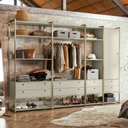 Ver imagem 1 de Conjunto Guarda-roupa Closet Industrial Completo Olivar 1 Porta 8 Gavetas 286cm - Off White