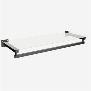 Prateleira de Vidro com Cabideiro 80cm Quadrada Leve Comac - Preto