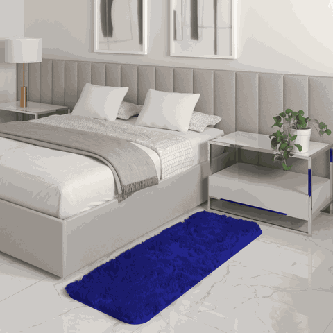 Tapete Passadeira Quarto Antiderrapante Azul 50 X 140 Cm