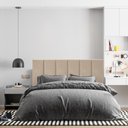 Ver imagem 1 de Cabeceira Painel Riscada Estofada para Cama de Casal 1,40 - Bege