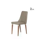 Ver imagem 5 de Conjunto de 2 Cadeiras de Madeira Maciça Estofada Lara - Natural C/ Pu Fendi - Champanhe