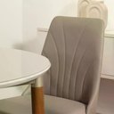 Ver imagem 4 de Conjunto de 2 Cadeiras de Madeira Maciça Estofada Lara - Natural C/ Pu Fendi - Champanhe