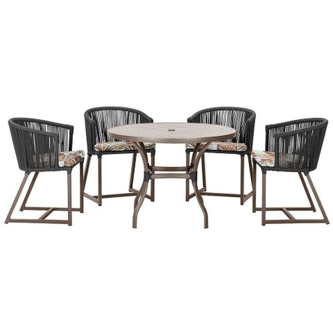 Mesa com 4 Cadeiras e Noronha Estofado 6 Trama Original Preto