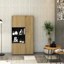 Ver imagem 2 de Armário Alto com Nicho e 03 Portas 161,5x90x42cm Wlan90 Preto Tx com Vermont Oak