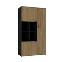 Ver imagem 1 de Armário Alto com Nicho e 03 Portas 161,5x90x42cm Wlan90 Preto Tx com Vermont Oak