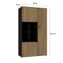 Ver imagem 4 de Armário Alto com Nicho e 03 Portas 161,5x90x42cm Wlan90 Preto Tx com Vermont Oak