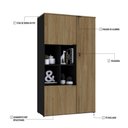 Ver imagem 6 de Armário Alto com Nicho e 03 Portas 161,5x90x42cm Wlan90 Preto Tx com Vermont Oak