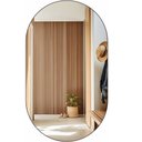 Ver imagem 2 de Espelho Oval Grande 80 X 45 Moderno Lapidado com Suporte