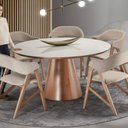Ver imagem 4 de Mesa 150cm x 150cm Tampo MDF e Vidro Perola Marrom/Amendoa