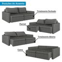Ver imagem 6 de Sofá Cama Retrátil e Reclinável 3 Lugares Bipartido 246cm Masaya Yescasa