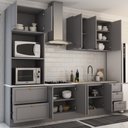 Ver imagem 2 de Cozinha Completa Miami 9 Portas 5 Gavetas 100% Mdf Americana Cinza - Panorama Móveis