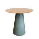 Ver imagem 1 de Mesa de Apoio Cone Cimento Queimado - Tampo Freijó 70cm Altura 70cm - Cinza Claro
