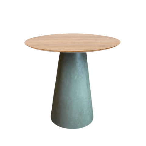 Mesa de Apoio Cone Cimento Queimado - Tampo Freijó 70cm Altura 70cm - Cinza Claro
