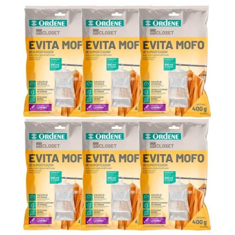 Kit 6 Antimofos Desumidificadores para Armário Lavanda 400g Ordene My Closet Guarda Roupa