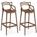 Ver imagem 1 de Kit 2 Banquetas Allegra com Encosto Design Cozinha/bancada - Marrom