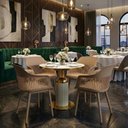 Ver imagem 2 de Conjunto Mesa de Jantar Redonda Imperial 70cm Branca com 4 Cadeiras Estofadas Marcela - Nude Escuro