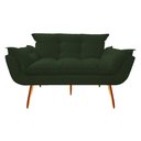 Ver imagem 2 de Kit Namoradeira + 2 Poltronas Decorativa Opala Suede Verde Pés Madeira Ms Decor