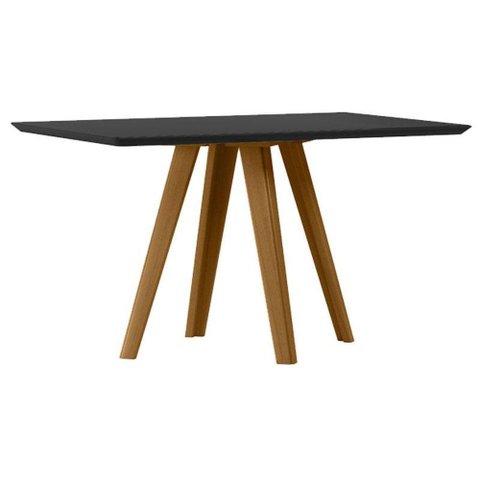 Mesa de Jantar 135x90 Cm Mariah com Vidro Ype Preto - New Ceval