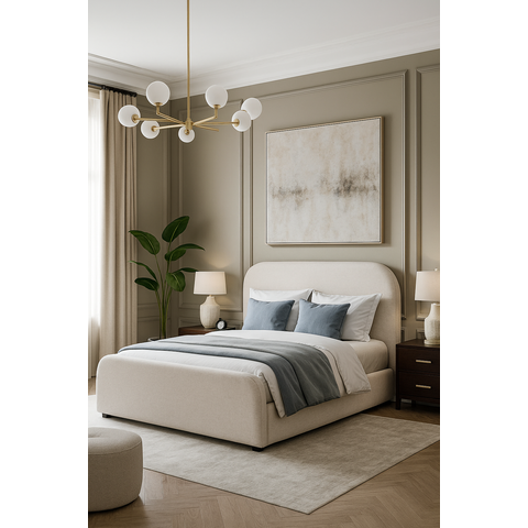 Cama Queen Estofada Alto Padrão Quarto Aconchegante Requinte Acabamento Premium Confortável e Linda