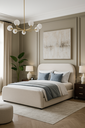 Ver imagem 1 de Cama Queen Estofada Alto Padrão Quarto Aconchegante Requinte Acabamento Premium Confortável e Linda
