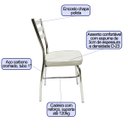 Ver imagem 2 de Cadeira de Cozinha com Reforço Cromada Assento Grosso Cinza Prata Confortável Kit 4 Peças