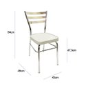 Ver imagem 3 de Cadeira de Cozinha com Reforço Cromada Assento Grosso Cinza Prata Confortável Kit 4 Peças