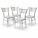 Ver imagem 2 de Cadeira de Cozinha Jantar com Reforço Cromada Assento Grosso Cinza Prata Confortável Kit 4 Peças