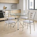 Ver imagem 1 de Cadeira de Cozinha Jantar com Reforço Cromada Assento Grosso Cinza Prata Confortável Kit 4 Peças