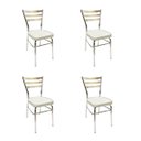 Ver imagem 1 de Cadeira de Cozinha com Reforço Cromada Assento Grosso Cinza Prata Confortável Kit 4 Peças