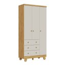 Ver imagem 2 de Guarda-Roupa Bebê 3 Portas 3 Gavetas 92cm Levy Espresso Móveis Bege/Amêndoa/Off White