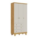 Ver imagem 2 de Guarda-Roupa Infantil 3 Portas 3 Gavetas 92cm Levy Espresso Móveis Bege/Amêndoa/Off White