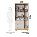 Ver imagem 3 de Guarda-Roupa Infantil 3 Portas 3 Gavetas 92cm Levy Espresso Móveis Bege/Amêndoa/Off White