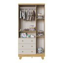 Ver imagem 4 de Guarda-Roupa Infantil 3 Portas 3 Gavetas 92cm Levy Espresso Móveis Bege/Amêndoa/Off White
