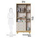 Ver imagem 3 de Guarda-Roupa Bebê 3 Portas 3 Gavetas 92cm Levy Espresso Móveis Bege/Amêndoa/Off White