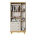 Ver imagem 4 de Guarda-Roupa Bebê 3 Portas 3 Gavetas 92cm Levy Espresso Móveis Bege/Amêndoa/Off White
