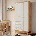 Ver imagem 1 de Guarda-Roupa Infantil 3 Portas 3 Gavetas 92cm Levy Espresso Móveis Bege/Amêndoa/Off White