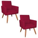Ver imagem 1 de Kit 2 Poltronas Nina Suede Pés Palito Castanho - Pallazio - Vermelho
