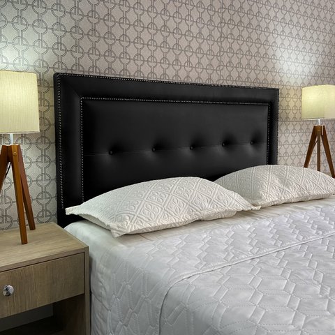 Cabeceira King Estofada Berlim Diamond Corano Preto 195 X 60 Rbl