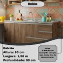 Ver imagem 7 de Balcão Gabinete Pia 1,60m Maceió Bymadero Castanho 3 Portas 2 Gavetas 1 Gavetão