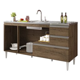 Balcão para pia de 1,60 mt Maceió com gavetão Castanho - 3 Balcão para pia de 1,60 mt Maceió com gavetão Castanho - 3