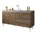 Ver imagem 2 de Balcão para pia de 1,60 mt Maceió com gavetão Castanho