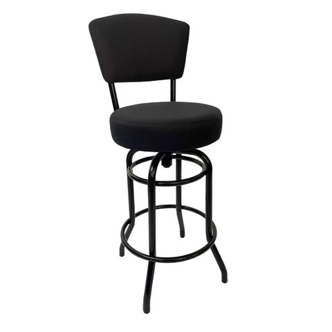 Banqueta Bar com Encosto Giratória Altura 65cm Cor Preta Assento Grosso Confortável Linho Preto