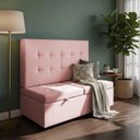 Ver imagem 1 de Canto Alemão Recamier Bau + Painel Madri 120cm Suede Rosa Bebe - Inova Decor