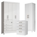 Ver imagem 1 de Guarda Roupa Infantil Sobral com Cômoda Ms913 e Armário Multiuso New Íris Branco Brilho – Moval